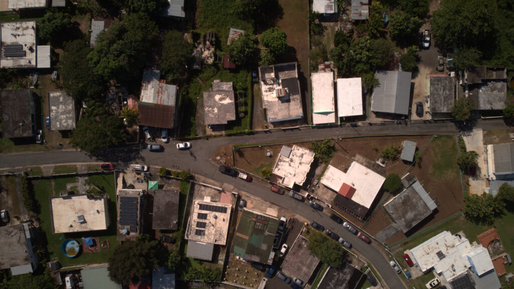 An aerial view of a neighborhood in Toa Baja, Puerto Rico.