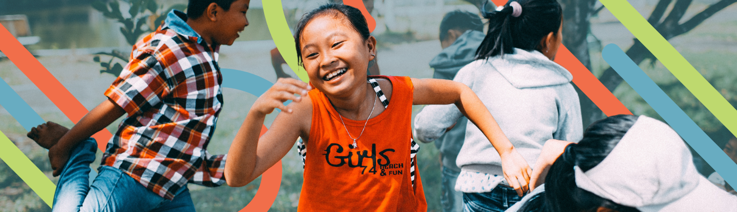 A smiling girl running